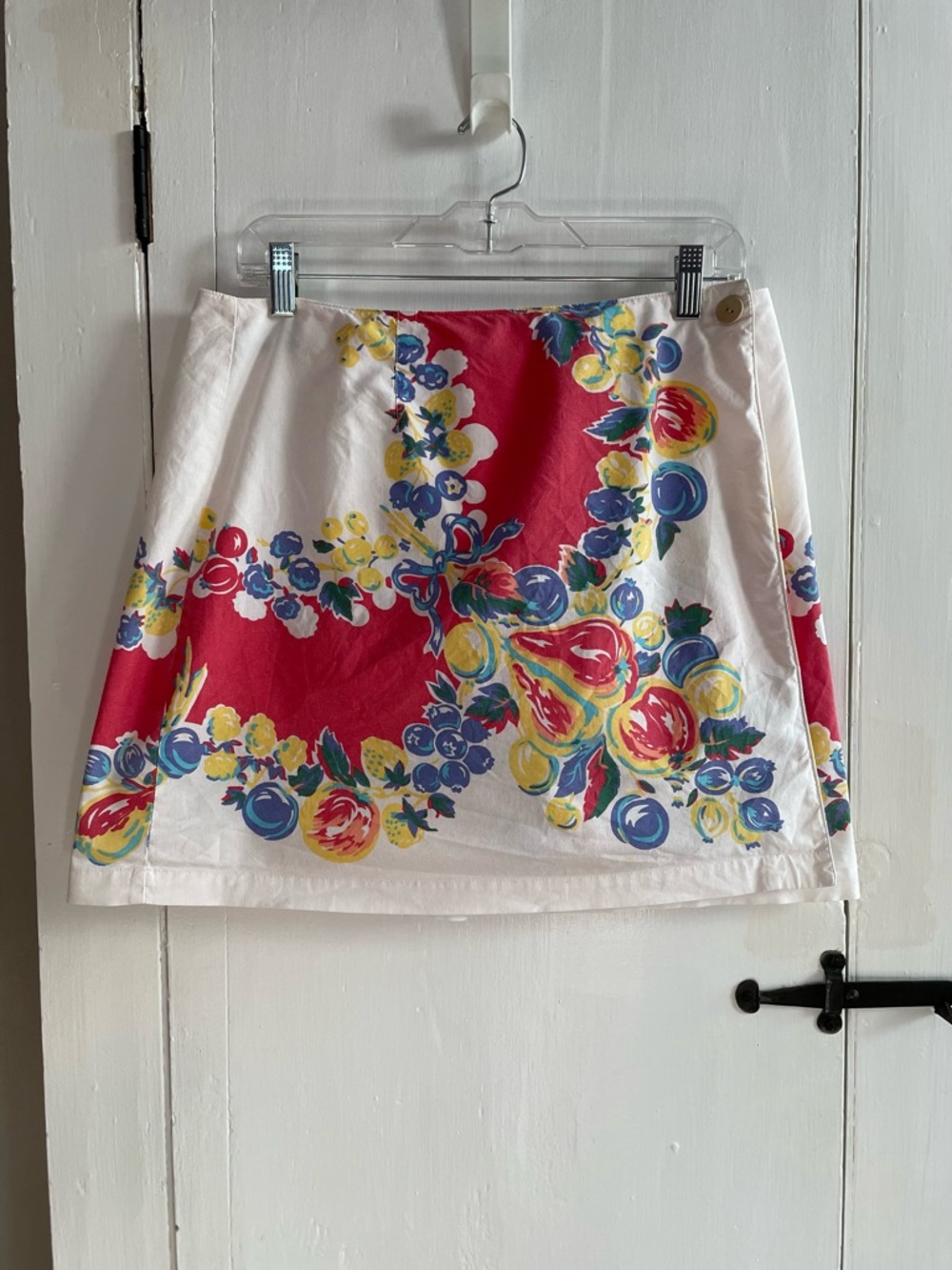 Vintage GAP Fruit Tablecloth Wrap Skirt 100% Cotton Adjustable Size 14
